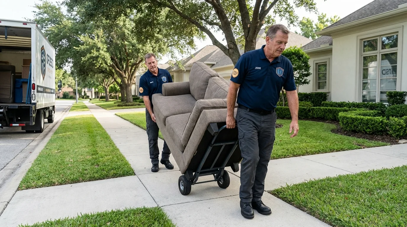 Local residential moving crew loading furniture in Lincroft, NJ